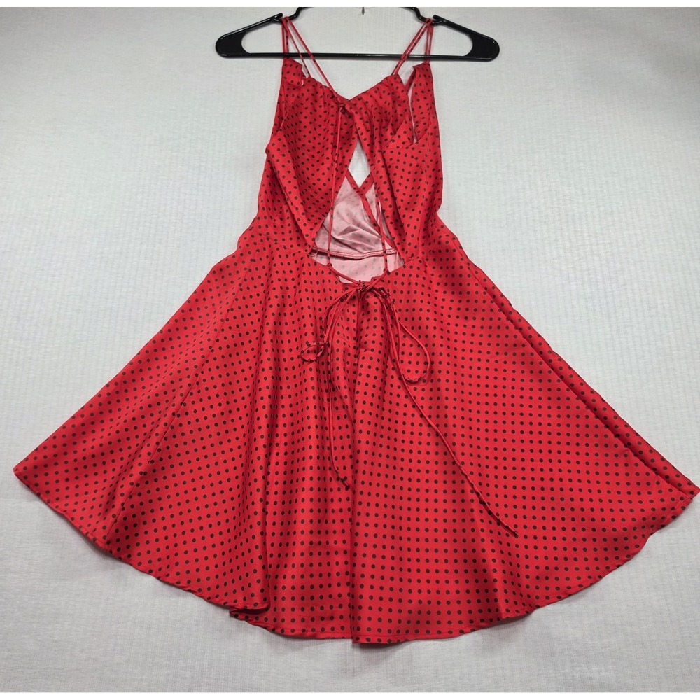 ZARA Red Polka Dot Strappy Back Mini Dress Size XS Retro Pinup Coquette Party - Picture 2 of 10